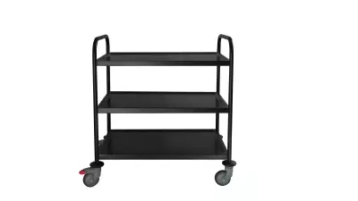 3 KATLI SİYAH SERVİS ARABASI PASLANMAZ