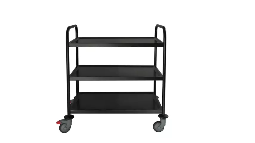 3 KATLI SİYAH SERVİS ARABASI PASLANMAZ - 1