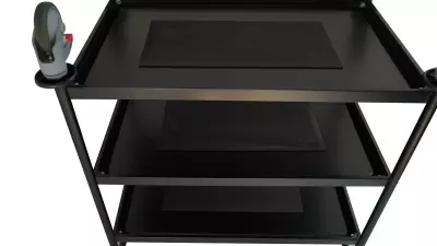 3 KATLI SİYAH SERVİS ARABASI PASLANMAZ - 8