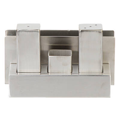 Biradlı 3'lü Peçetelikli Çelik Tuzluk Takımı (GRV-106-P)