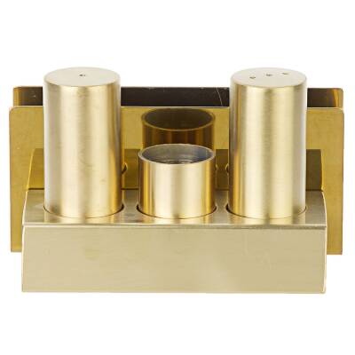 Biradlı Peçetelikli Çelik Tuzluk Takımı (Altın) (GRV-103-P-ALTIN)