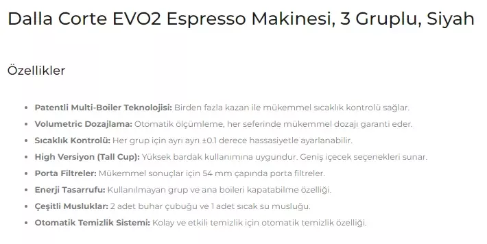Dalla Corte EVO 2 Espresso Kahve Makinesi, 3 Gruplu Siyah, EVO2-H-3-N - 4