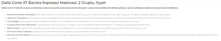 Dalla Corte XT Barista Espresso Kahve Makinesi, 2 Gruplu Siyah,  DCPROXT-2-TD - 4