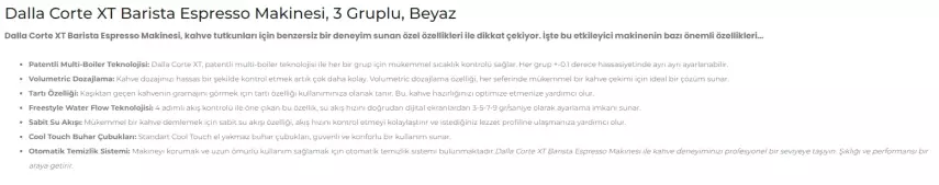 Dalla Corte XT Barista Espresso Kahve Makinesi, 3 Gruplu Beyaz, DCPROXT-3-TW - 4
