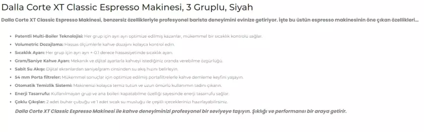 Dalla Corte XT Classic Espresso Kahve Makinesi, 3 Gruplu Siyah, DCPROXT-3-TD - 4