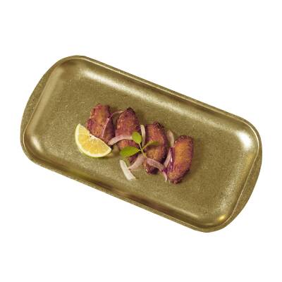 Biradlı Groovy Açık Büfe Retro Sunum Tabağı (Altın) 41x23x1.5 cm (GRV-R241006-Altın)