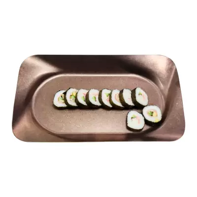 Biradlı Groovy Açık Büfe Retro Sunum Tabağı (Bakır) 40x24x4 cm (GRV-R241021-Bakır)