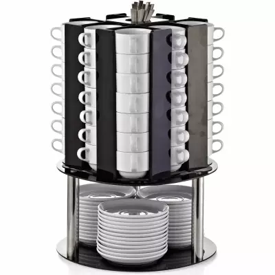 Biradlı Groovy Döner Fincan Standı (Tabaklı) 56 Fincan Kapasiteli (GRV-FS-01)