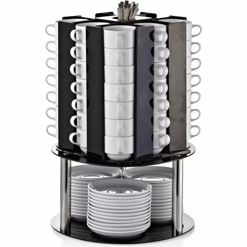 Biradlı Groovy Döner Fincan Standı (Tabaklı) 56 Fincan Kapasiteli (GRV-FS-01) - 1