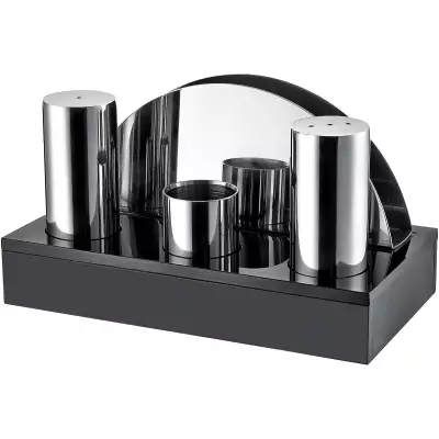 Biradlı Groovy Dörtlü Tuzluk Peçetelik Takımı (Parlak&Mat) (GRV-52)