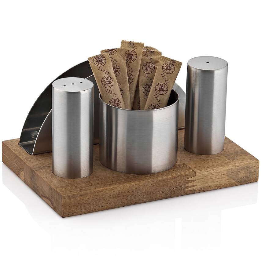 Biradlı Groovy Dörtlü Tuzluk Takımı (Parlak&Mat) (GRV-65) - 1