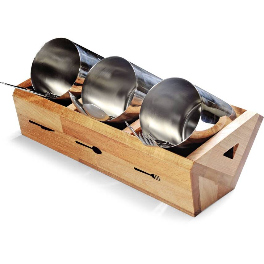 Biradlı Groovy Üçlü Ahşap Kaşık Standı (GRV-1817) - 1