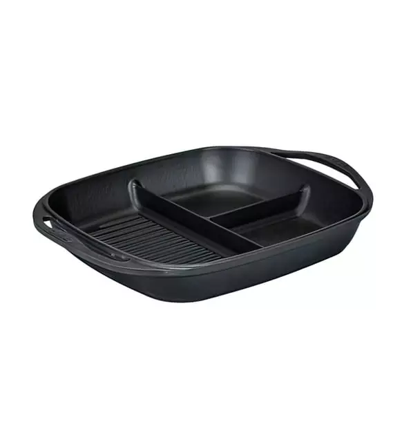 Lava Bölmeli Kulplu Tava 26X30 Cm Siyah (LV ECO RE TV 2630 3B) - 1