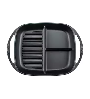 Lava Bölmeli Kulplu Tava 26X30 Cm Siyah (LV ECO RE TV 2630 3B) - 2