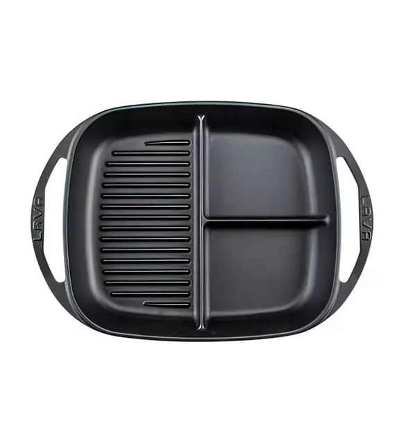 Lava Bölmeli Kulplu Tava 26X30 Cm Siyah (LV ECO RE TV 2630 3B) - 2