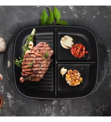 Lava Bölmeli Kulplu Tava 26X30 Cm Siyah (LV ECO RE TV 2630 3B) - 5