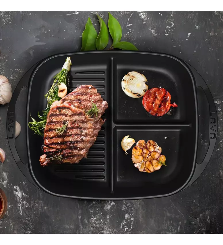 Lava Bölmeli Kulplu Tava 26X30 Cm Siyah (LV ECO RE TV 2630 3B) - 5