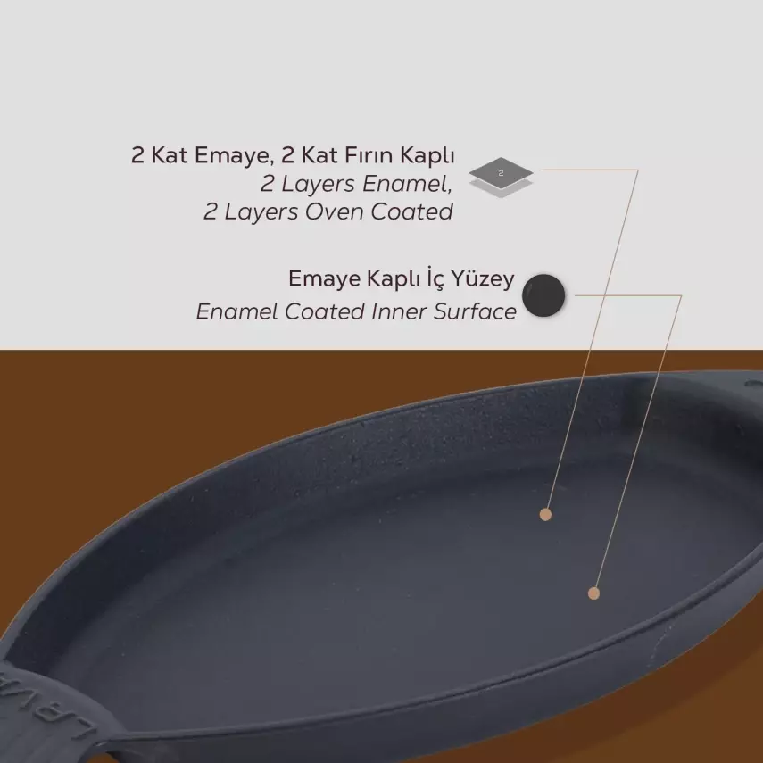 Lava Döküm Balık Tavası, Balık Formlu, Kulplu. 15x24cm ( LV ECO BT 1524 T8 ) - 4