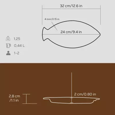 Lava Döküm Balık Tavası, Balık Formlu, Kulplu. 15x24cm ( LV ECO BT 1524 T8 ) - 5