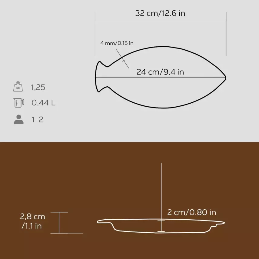 Lava Döküm Balık Tavası, Balık Formlu, Kulplu. 15x24cm ( LV ECO BT 1524 T8 ) - 5
