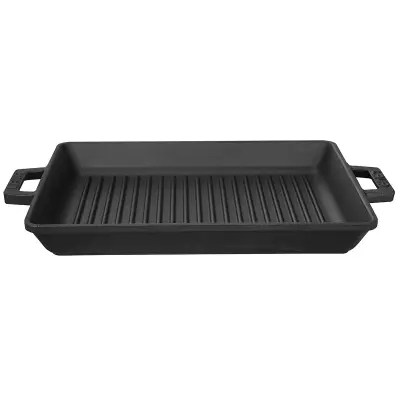 Lava Döküm Dikdörtgen Izgara Tavası Döküm Demir Yekpare Çift Kulplu Ölçü 26x32cm (LV ECO GT 2632 T3) - 2