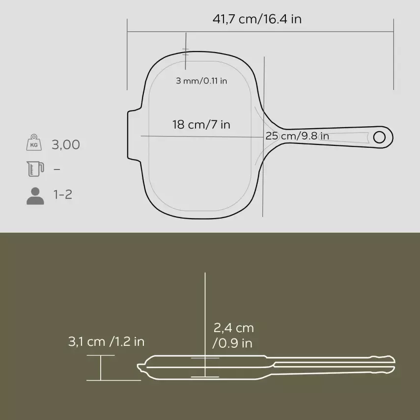 Lava Döküm Dikdörtgen Izgara Tost Makinası Döküm Demir Yekpare Saplı Ölçü 18x26cm (LV TST 1826) - 7