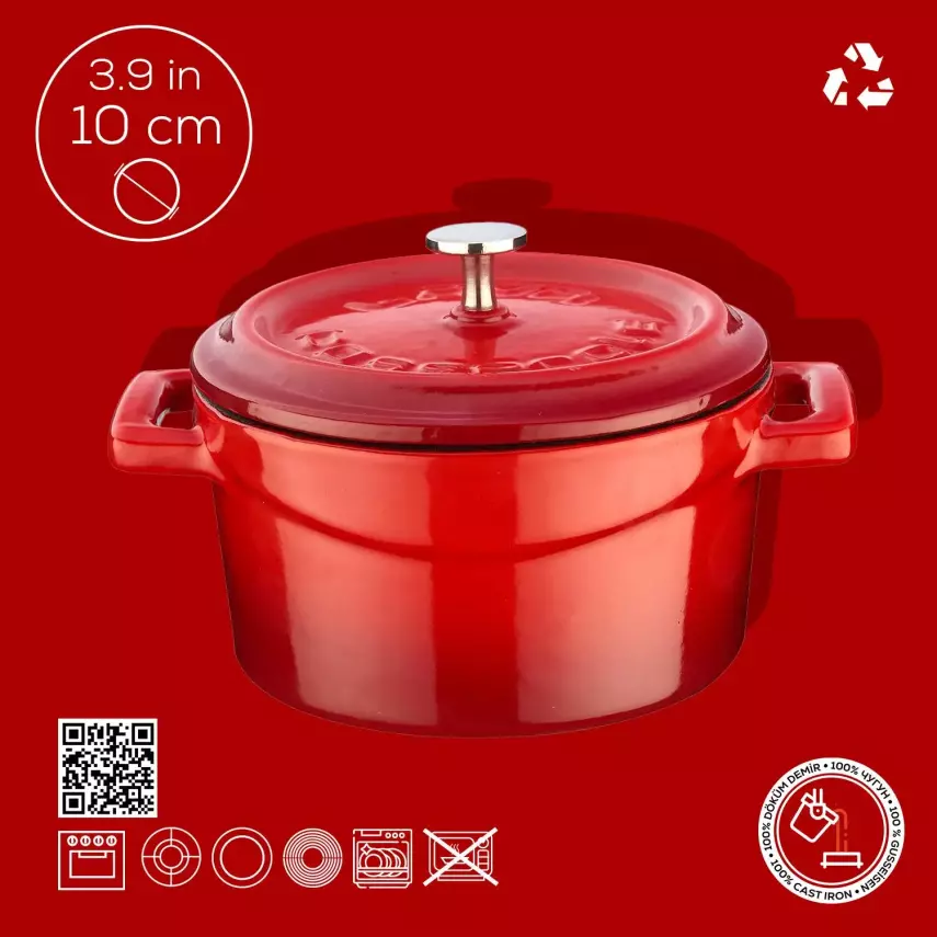 Lava Döküm Mini Tencere. Trendy Serisi Çap(Ø)10 cm. (LV Y TC 10 K2 R) - 4