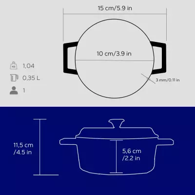 Lava Döküm Mini Tencere. Trendy Serisi Çap(Ø)10 cm. (LV Y TC 10 K2 R) - 12
