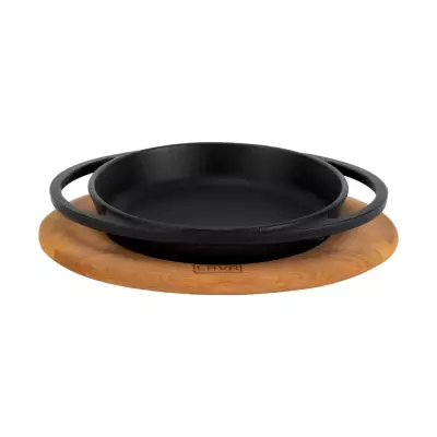 Lava Döküm Yuvarlak Sahan Döküm Demir Yekpare Çift Kulplu Kayın Servis Ahşabı Çap(Ø)20cm (LV ECO Y TV 20 K4) - 2