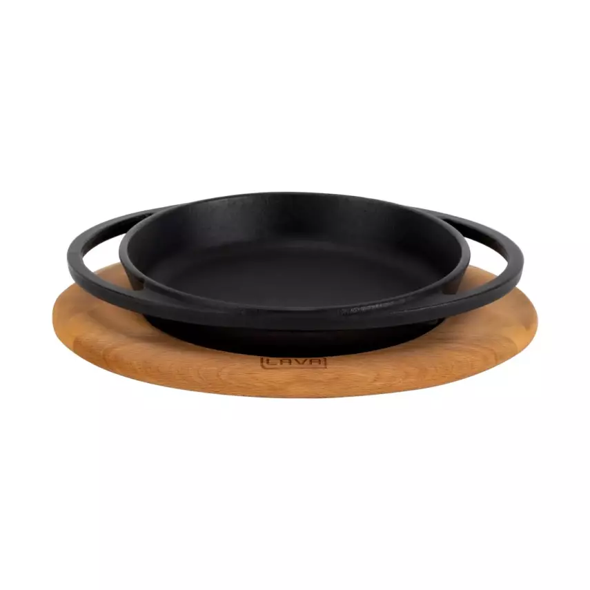 Lava Döküm Yuvarlak Sahan Döküm Demir Yekpare Çift Kulplu Kayın Servis Ahşabı Çap(Ø)20cm (LV ECO Y TV 20 K4) - 2