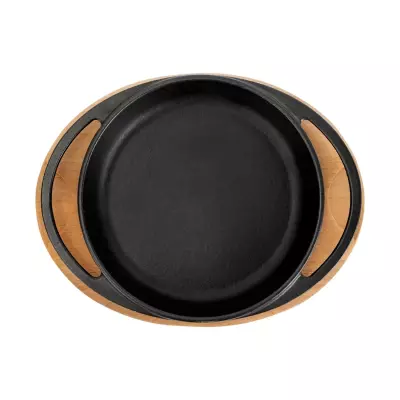 Lava Döküm Yuvarlak Sahan Döküm Demir Yekpare Çift Kulplu Kayın Servis Ahşabı Çap(Ø)20cm (LV ECO Y TV 20 K4) - 3