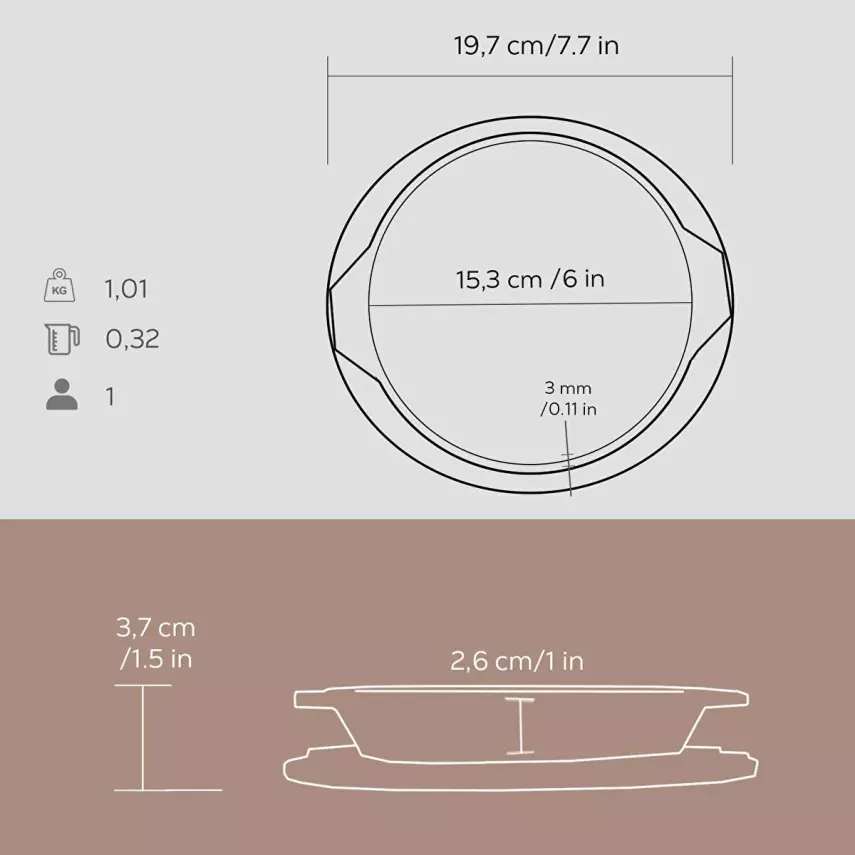 Lava Döküm Yuvarlak Servis Tabağı ve Ahşap altlığı. Çap(Ø)16cm ( LV HRC 061 AH 061 PL ) - 3