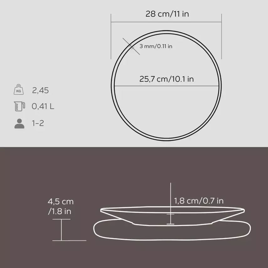 Lava Döküm Yuvarlak Servis Tabağı ve Kayın Servis Ahşabı. Çap(Ø)25cm (LV Y TB 25 K44) - 3