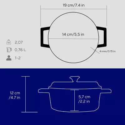 Lava Döküm Yuvarlak Tencere. Trendy Çap(Ø) 14cm (LV Y TC 14 K2) - 4