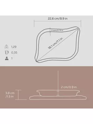 LAVA Siyah Dikdörtgen Servis Tabağı ve Ahşap altlığı. Ölçü 13x19cm (LV HRC 069 AH 069 WS) - 6