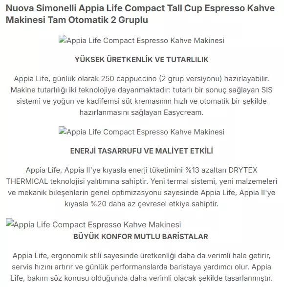 Nuova Simonelli Appia Life Compact Tall Cup Tam Otomatik Espresso Kahve Makinesi 2 Gruplu Siyah - 3