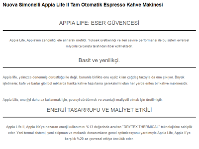 Nuova Simonelli Appia Life II Yüksek Kaşıklı Tam Otomatik Espresso Kahve Makinesi, Siyah - 5