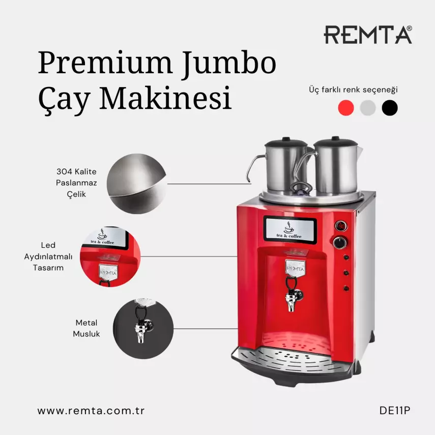 Remta 2 Demlikli 23 lt Premium Jumbo Çay Makinesi - DE11P - 10