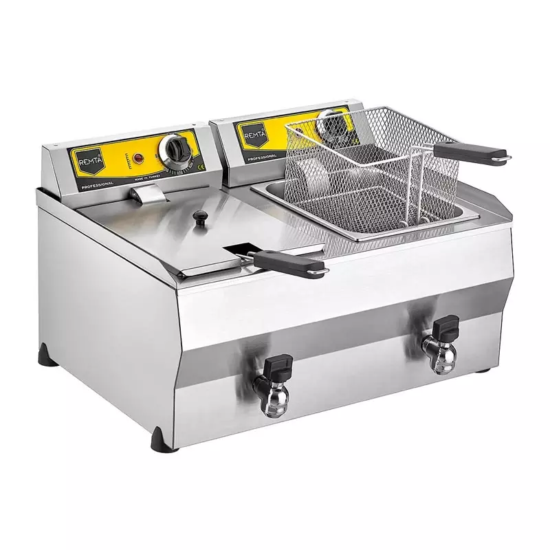 Remta 8+8 Lt Çiftli Fritöz Yağ Tahliye Musluklu Elektrikli - R111 - 1
