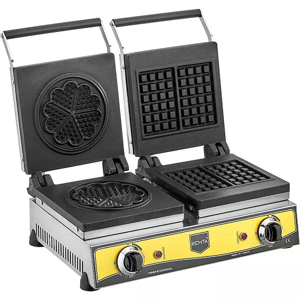 Remta Çiftli Kare + Çiçek Model (21 çap) Waffle Makinası Elektrikli - W21 - 1