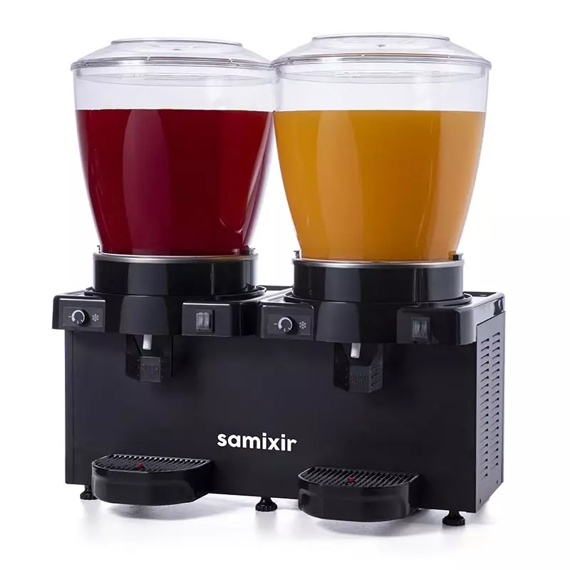 Samixir MM44.AB Panaromik Analog Twin Soğuk İçecek Dispenseri, 22+22 L, Karıştırıcılı, Siyah - 1