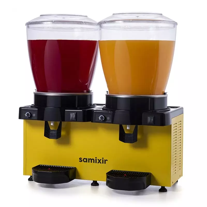 Samixir MM44.AY Panaromik Analog Twin Soğuk İçecek Dispenseri, 22+22 L, Karıştırıcılı, Sarı - 1