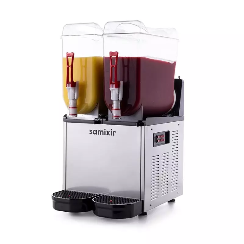 Samixir SLUSH24.I Twin Ice Slush Granita Milkshake ve Soğuk Meyve Suyu Dispenseri, 12+12 L, Inox - 1