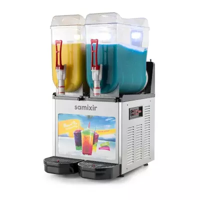 Samixir SLUSH24.IA Allure Twin Ice Slush Granita Milkshake ve Soğuk Meyve Suyu Dispenseri, 12+12 L, Inox