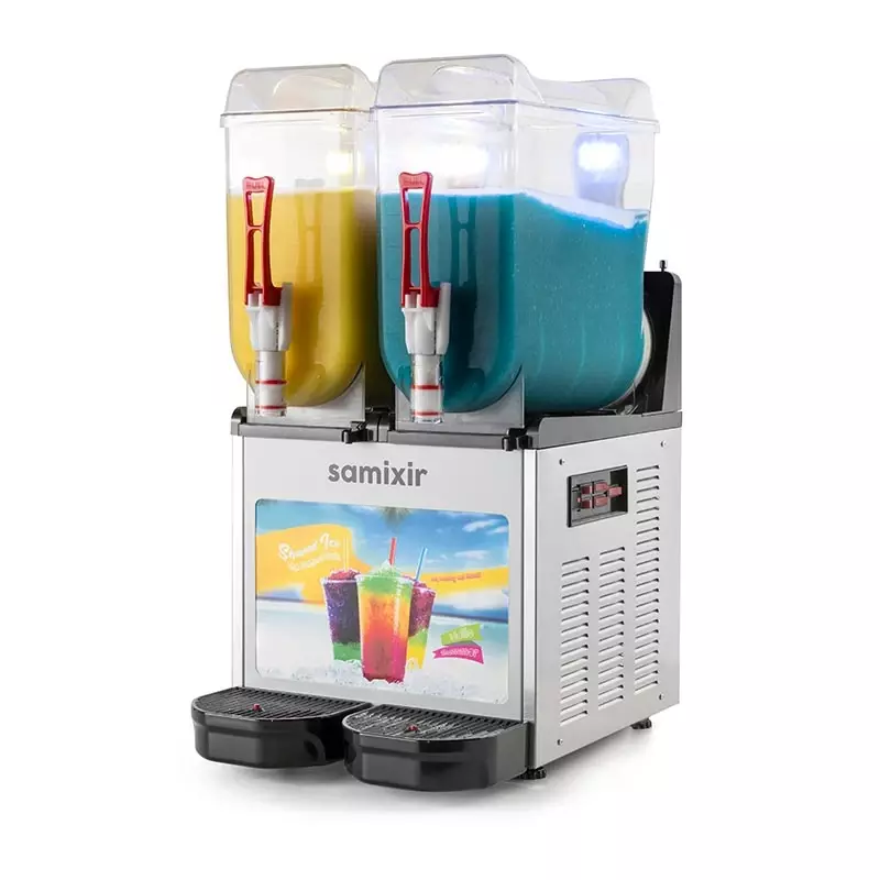 Samixir SLUSH24.IA Allure Twin Ice Slush Granita Milkshake ve Soğuk Meyve Suyu Dispenseri, 12+12 L, Inox - 1