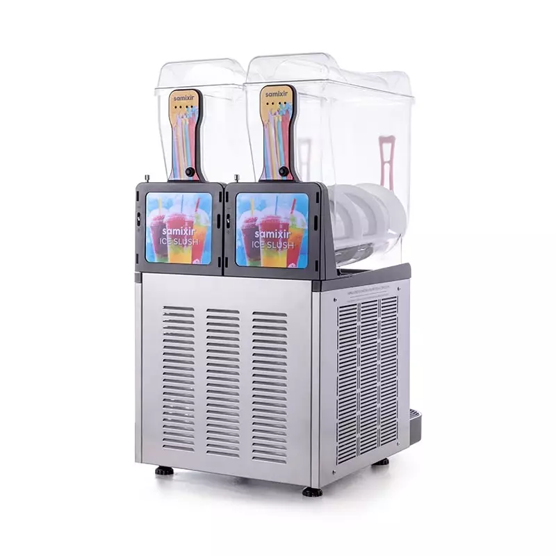 Samixir SLUSH24.IA Allure Twin Ice Slush Granita Milkshake ve Soğuk Meyve Suyu Dispenseri, 12+12 L, Inox - 3