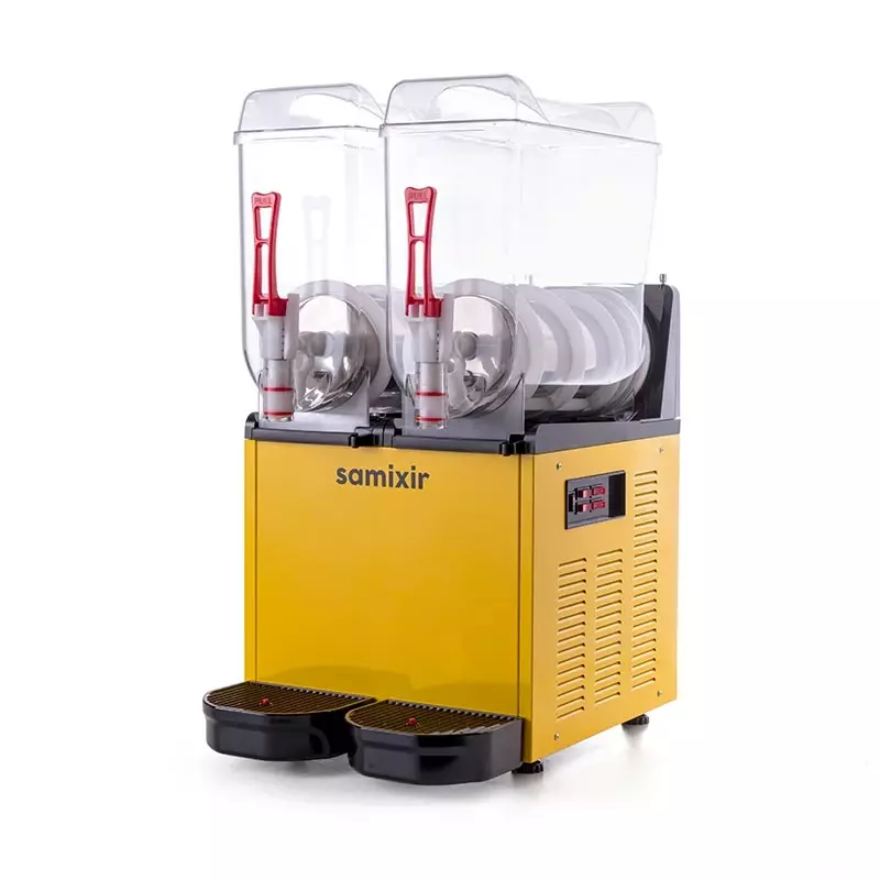 Samixir SLUSH24.Y Twin Ice Slush Granita Milkshake ve Soğuk Meyve Suyu Dispenseri, 12+12 L, Sarı - 2