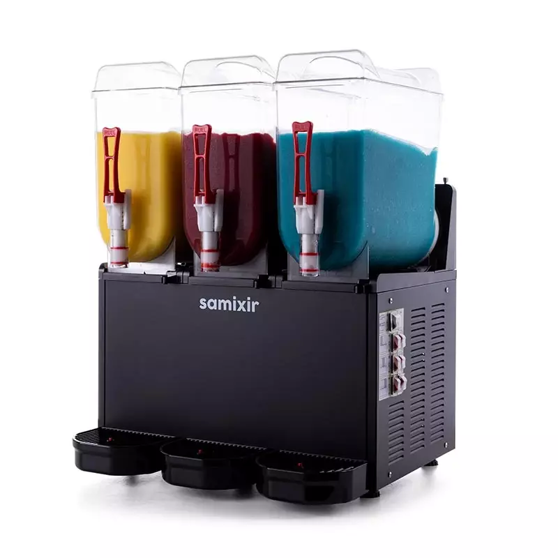 Samixir SLUSH36.B Triple Ice Slush Granita Milkshake ve Soğuk Meyve Suyu Dispenseri, 12+12+12 L, Siyah - 1