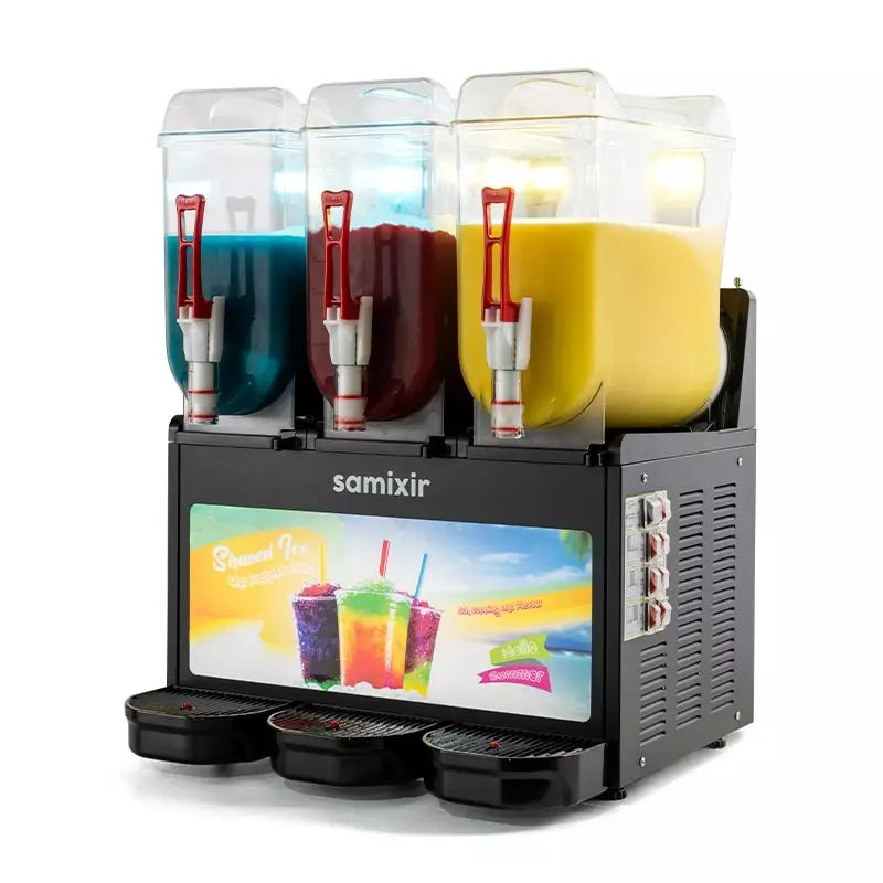 Samixir SLUSH36.BA Allure Triple Ice Slush Granita Milkshake ve Soğuk Meyve Suyu Dispenseri, 12+12+12 L, Siyah - 1