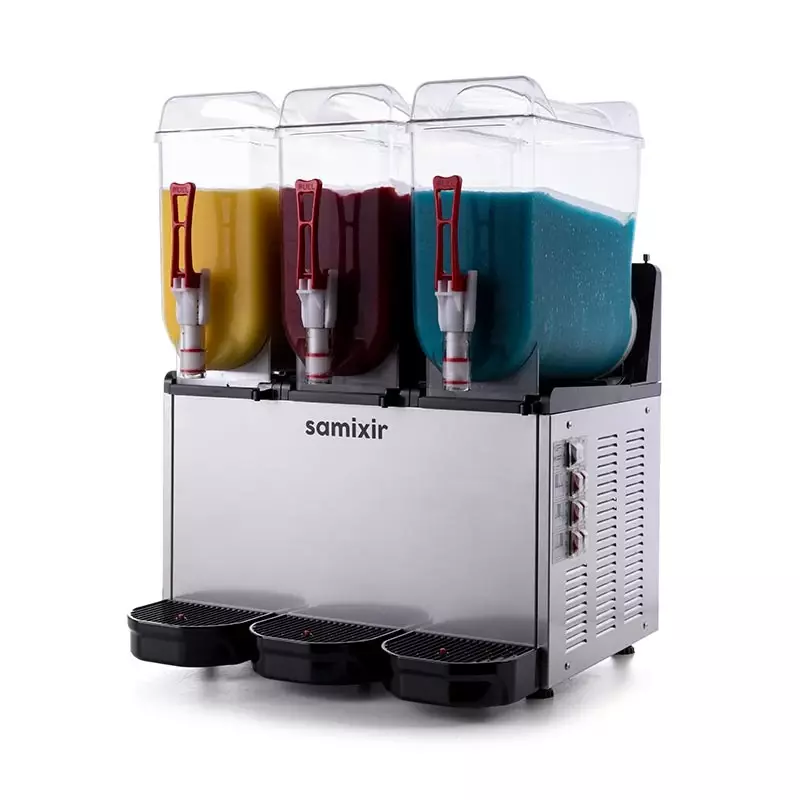 Samixir SLUSH36.I Triple Ice Slush Granita Milkshake ve Soğuk Meyve Suyu Dispenseri, 12+12+12 L, Inox - 1